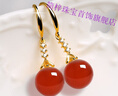 簡(jiǎn)梓 紅瑪瑙耳環(huán)s925玉質(zhì)耳釘珠氣質(zhì)耳墜長款魚骨2022新款潮女 金掛鉤/紅瑪瑙10mm 曬單實(shí)拍圖