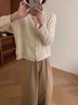 DGOV小香風(fēng)毛衣外套女秋季2025新款上衣女韓版寬松百搭顯瘦針織開衫女 卡其色 S 95斤內(nèi) 曬單實(shí)拍圖