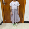 半度閑女童中長(cháng)款連衣裙夏季洋氣2025新款女孩夏裝休閑裙 云霧紫  140 曬單實(shí)拍圖