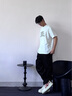 勁霸男裝（K-Boxing）【情侶款】秋冬時(shí)尚潮流廓形拳擊印花男女款T恤CTCN3726 米白（King款） L 曬單實(shí)拍圖