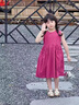 G.DUCKKIDS感純棉女童連衣裙火龍果色夏款大口袋裙子兒童長裙公主裙大童 火龍果色 140 cm 建議身高130cm 曬單實拍圖