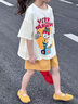 迪士尼（Disney）童裝女童夏裝套裝2025新款洋氣運(yùn)動(dòng)裝兒童衣服女孩卡通印花短袖女 黃色 160 建議13~14歲（150-160cm） 曬單實(shí)拍圖