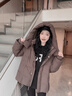 雅鹿時尚泡芙羽絨服女款2025新款加厚高蓬寬松顯瘦連帽可拆面包服 深棕咖 S 建議90-115斤 曬單實拍圖