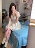 凡小如法式連衣裙女夏季2025年新款收腰甜美小個子泡泡袖顯瘦短袖純欲裙 杏色 M 【建議90-100斤】 曬單實拍圖