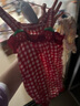 班喜迪嬰兒衣服夏季嬰幼兒連體衣寶寶外出服夏裝薄款包屁衣超萌吊帶哈衣 紅色 73cm 曬單實拍圖