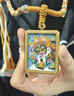 青藏源西藏純手繪扎基拉姆黃黑財(cái)神大黑天文殊菩薩藥師佛小唐卡佛牌吊墜 扎基拉姆前世今生3.5*4.5cm 曬單實(shí)拍圖
