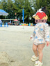 眺德高女童夏季泳衣小女孩夏款洋氣碎花泳裝女寶寶夏天海邊游泳套裝 藍色碎花泳衣 【送帽子】 110 【建議20-45斤】 曬單實(shí)拍圖