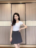 山朵棉白色圓領短袖t恤女2025新款夏季百搭純棉修身顯瘦上衣時尚打底衫 白色 L 曬單實拍圖