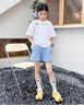 moonkids女童格子褲夏天藍色短褲兒童2025新款夏裝韓版褲子女寶寶蕾絲甜美 18531藍色格子短褲 170 cm 曬單實拍圖