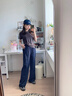 舒翎藏青色速干工裝褲女寬松直筒夏季薄2025新款休閑小個(gè)子闊腿運動(dòng)褲 藏青色  常規 L 110-125斤 曬單實(shí)拍圖