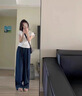 媽媽本色孕婦褲夏季2025新款孕期不勒肚子可調(diào)節(jié)薄款外穿冰絲松緊腰闊腿褲 米白色 L 曬單實拍圖