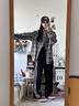 浪莎運(yùn)動(dòng)褲女春秋款顯瘦高腰垂墜感闊腿褲女三條杠條紋直筒休閑褲子女 黑色 -春秋季常規(guī) L (適合106-120斤) 曬單實(shí)拍圖