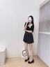 康莉商場(chǎng)同款粗跟單鞋女2025秋新款舒軟真皮一腳蹬中跟女鞋 黑色 35 (225mm) 曬單實(shí)拍圖