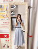 斤慕藍(lán)色格子連衣長(zhǎng)裙子女生豎條紋襯衫學(xué)院風(fēng)氣質(zhì)約會(huì)少女感夏季新款 淺藍(lán)條紋襯衫連衣裙+腰帶 M 曬單實(shí)拍圖