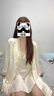 FENTENGG輕奢品牌性感真絲睡衣女蕾絲吊帶睡裙桑蠶絲睡袍套裝家居服 奶油色兩件套 M 160 90-105 曬單實拍圖