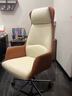 辦公老板椅電腦椅萬(wàn)向輪簡(jiǎn)約現代升降轉椅經(jīng)理主管椅大班皮椅子 高背米白+淺棕西皮 曬單實(shí)拍圖
