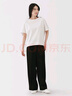 無印良品（MUJI）女式?jīng)龈蟹雷贤饩€蝙蝠袖T恤 短袖上衣打底衫女款涼感物語硬核防曬 白色 S (155/80A) 曬單實拍圖