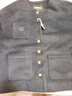 COCOBELLA字母刺繡金屬扣毛呢外套秋冬氣質通勤廓形西裝夾克SC511 藏青 M 曬單實拍圖