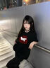 佐敘美式復(fù)古短袖t恤女夏季新款寬松顯瘦休閑韓版高級(jí)感短袖T恤上衣 黑色 M （100-115斤） 曬單實(shí)拍圖