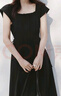 森馬（Semir）連衣裙女鏤空收腰小心機(jī)2025夏小飛袖一字肩中長(zhǎng)裙109325114018 曬單實(shí)拍圖