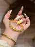 歐顏黃金面包小貓金發(fā)晶半鐲半鏈女新款999足金貓眼金珠手鏈送女友 黃金面包小貓金發(fā)晶半鐲手鏈訂金 曬單實(shí)拍圖
