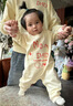 G. DUCKKIDS小黃鴨親子裝一家三口小月齡百天照周歲嬰兒連體衣爬服母女母子?jì)?杏色(不加絨) 90 童裝(ME) 曬單實(shí)拍圖