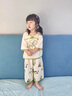 G.duck小黃鴨女童純棉紗布睡衣秋季兒童薄款家居服套裝寶寶空調服夏季 綠色 110 cm 曬單實(shí)拍圖