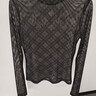 Henny Rue長(cháng)袖t恤女菱格小熊印花網(wǎng)紗手繪聯(lián)名上衣秋季薄款修身顯瘦打底衣 黑色格紋 M （建議80-100斤） 曬單實(shí)拍圖