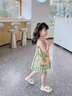 班喜迪女童夏裝連衣裙2025新款洋氣兒童吊帶沙灘公主裙寶寶小童裙子夏季 綠色 110 cm 曬單實(shí)拍圖