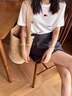 哈魯?shù)习咨游锒绦銽恤女夏2025新款小個子純棉可愛趣味正肩小眾上衣 白色 M (80-110斤） 曬單實拍圖