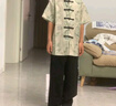 蘿卜唄唄（LUOBOBEIBEI）男童國風(fēng)新中式襯衫兒童漢服唐裝六一表演 男童長褲兩件套  130  曬單實(shí)拍圖