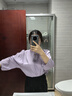 百圖betu女裝春夏新款襯衫法式浪漫木耳邊領(lǐng)七分袖襯衫女2403T40 紫色 L 曬單實(shí)拍圖