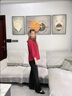 俞兆林（YUZHAOLIN）媽媽春秋洋氣新中式套裝2025新款喜婆婆婚宴裝禮服中老年女士小衫 紅色套裝(搭黑色褲子) 3XL (128~140斤) 曬單實(shí)拍圖
