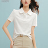 晚白【新品】po衫短袖棉t恤衫女2025夏款洋氣氣質(zhì)上衣百搭小衫 白色 L 曬單實(shí)拍圖
