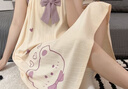 clolv kiss CK 100%純棉吊帶睡裙女夏天甜美可愛(ài)學(xué)生睡衣女夏季ins風(fēng)居家服 純棉837 M 推薦80-100斤 曬單實(shí)拍圖