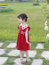 G.DUCKKIDS小黃鴨女寶寶夏裝連衣裙2025夏季新款兒童小女孩背心裙女童裙子 紅色連衣裙 100 (建議90-98cm 2-3周歲） 曬單實(shí)拍圖