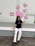 NICEBAD(原WORKSOUT)抽皺印花正肩緊身短袖百搭簡(jiǎn)約夏季女T恤 黑色 * M 曬單實(shí)拍圖
