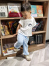 巴帝巴帝夏季純棉嬰幼兒童裝防蚊褲男女寶寶運(yùn)動(dòng)長(zhǎng)褲 新淺蘭萌趣熊頭  100 曬單實(shí)拍圖