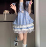 派吉鯊小個(gè)子藍色格子連衣裙子女裝夏季2025新款夏日海邊度假短裙感 藍色格子  XL 曬單實(shí)拍圖