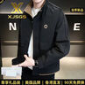 XJSGS官方國際正品牌男士高端皮衣外套春秋季商務中年棒球服輕奢侈夾克 高檔黑色【名牌男士】 L 【建議110斤-120斤】 曬單實拍圖