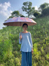 愛上雨折疊雨傘晴雨兩用女結(jié)實抗風輕便易攜防曬防紫外線遮陽太陽傘大號 8骨彩膠防曬-茉莉蜜桃-仿木柄 曬單實拍圖