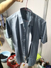 老爺車高檔品牌 純棉短袖條紋襯衫夏季男士商務(wù)中年免燙抗皺半袖襯衣 2108綠色 180/96A【135斤-155斤】 曬單實拍圖