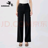 哥弟（GIRDEAR）女裝2025春季新款彈力舒適通勤四季百搭直筒正裝西褲女110019 黑色 XL (5碼) 曬單實(shí)拍圖