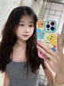 圣圖朗新款可愛小怪獸蘋果16promax手機殼iphone14高級感15pro掛繩12可愛女13卡通植絨硅膠8plus情侶全包 可愛五只怪獸撞色液態(tài)硅膠-【古董白】 iPhone 13 Pro Max 曬單實拍圖