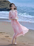 德瑪納【花漾佳人】夏季浪漫淑女順紆縐印花收腰抽褶小個(gè)子女式連衣裙 曬單實(shí)拍圖
