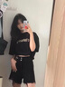 延芮黑色毛邊牛仔短褲女夏季2025新款雙扣設(shè)計感高腰寬松a字闊腿 黑色 QGQ2047 M 【100-110斤】 曬單實拍圖
