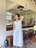 有棵樹(shù)綿綢睡裙女夏季輕薄透氣女士睡衣家居服可調節吊帶碎花中長(cháng)裙外穿 曬單實(shí)拍圖