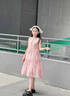 Dudant國際品牌女童夏裝裙子2025新款童裝兒童夏天雪紡公主裙女大童夏季 粉色 130 cm 曬單實(shí)拍圖