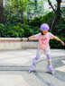斯威（SWAY）輪滑鞋兒童溜冰鞋男女童初學(xué)套裝中小學(xué)滑輪滑冰旱冰鞋成人直排輪 莫紫八輪全閃+頭盔護具+一體支架 M (適合6-12歲)平時鞋碼31-36 曬單實拍圖