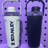 STANLEY搖搖杯保溫杯水杯運動水杯不銹鋼真空速搖能量杯 淺米灰- 591ml 曬單實拍圖